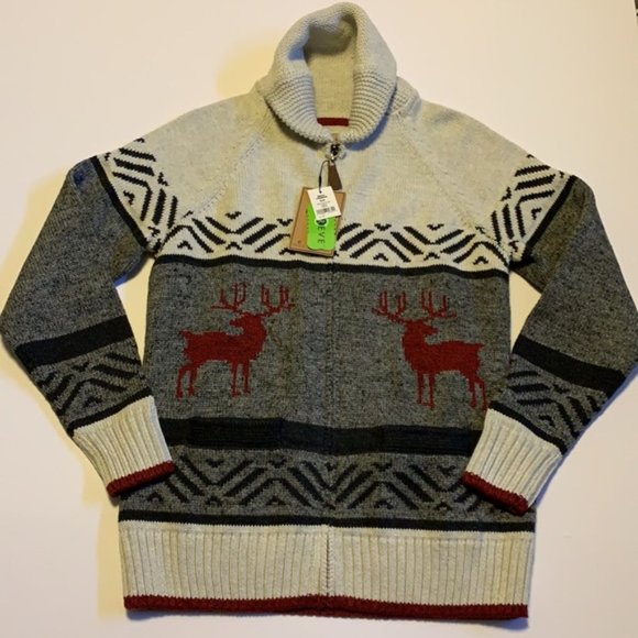 🆕 Wind River Grey and Red Knit Zip Up Sweater - Women’s Size Medium - Picture 2 of 9